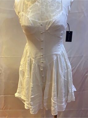 Vanessa Mooney White Corset-Style Mini Dress